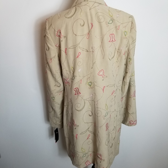 Vintage Prominence Embroidered Silk Linen Blend Long Duster Jacket NWT - Picture 5 of 11
